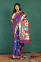 Load image into Gallery viewer, Enchanting Purple Paithani Silk Saree With Pleasurable Blouse Piece Manzar-Paithani Silk