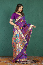 Load image into Gallery viewer, Enchanting Purple Paithani Silk Saree With Pleasurable Blouse Piece Manzar-Paithani Silk