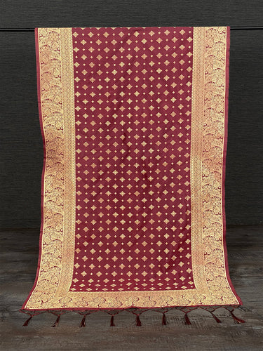 Maroon Color Weaving Zari Work Jacquard Silk Dupatta Clothsvilla