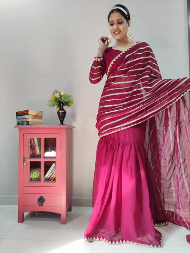 Maroon Lehenga Saree in Georgette With Sequence Work Clothsvilla