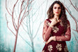 Load image into Gallery viewer, Maroon Anarkali Long Gown With Metalic Foil Work And India Bridal, Wedding, Party And Engagement Ceremony Wearing Gown For Women ClothsVilla