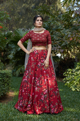 ATTRACTIVE CREPE EMBROIDERY WITH DIGITAL PRINT WORK LEHENGA CHOLI WITH  DUPATTA at Rs 1399 in Surat | ID: 2853239828297