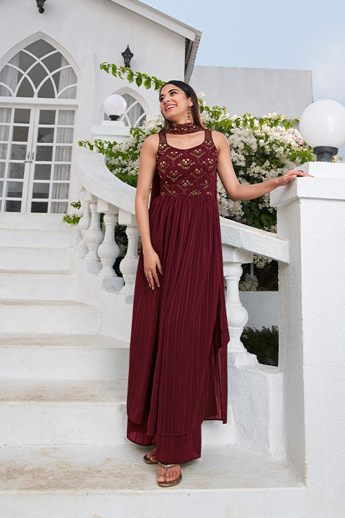 Georgette Thread And Sequins Embroidered Work Salwar Suit ClothsVilla.com