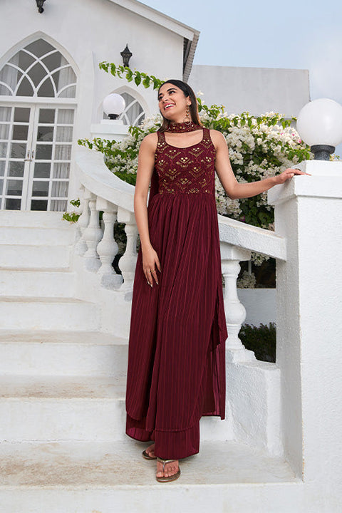 Georgette Thread And Sequins Embroidered Work Salwar Suit ClothsVilla.com Main image