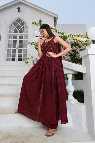 Georgette Thread And Sequins Embroidered Work Salwar Suit ClothsVilla.com