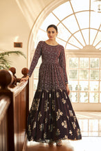 Load image into Gallery viewer, Maroon Metallic Foilage Print Georgette Anarkali Long Gown Semi Stitched ClothsVilla