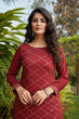 Load image into Gallery viewer, Maroon Mukaish Worked Cotton Readymade Kurti ClothsVilla