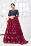 Maroon Net Embroidered Contrast Lehenga Choli Collection ClothsVilla.com