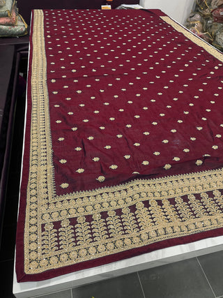 Maroon Saree In Vichitra Silk With Dori And Sequence Work Clothsvilla