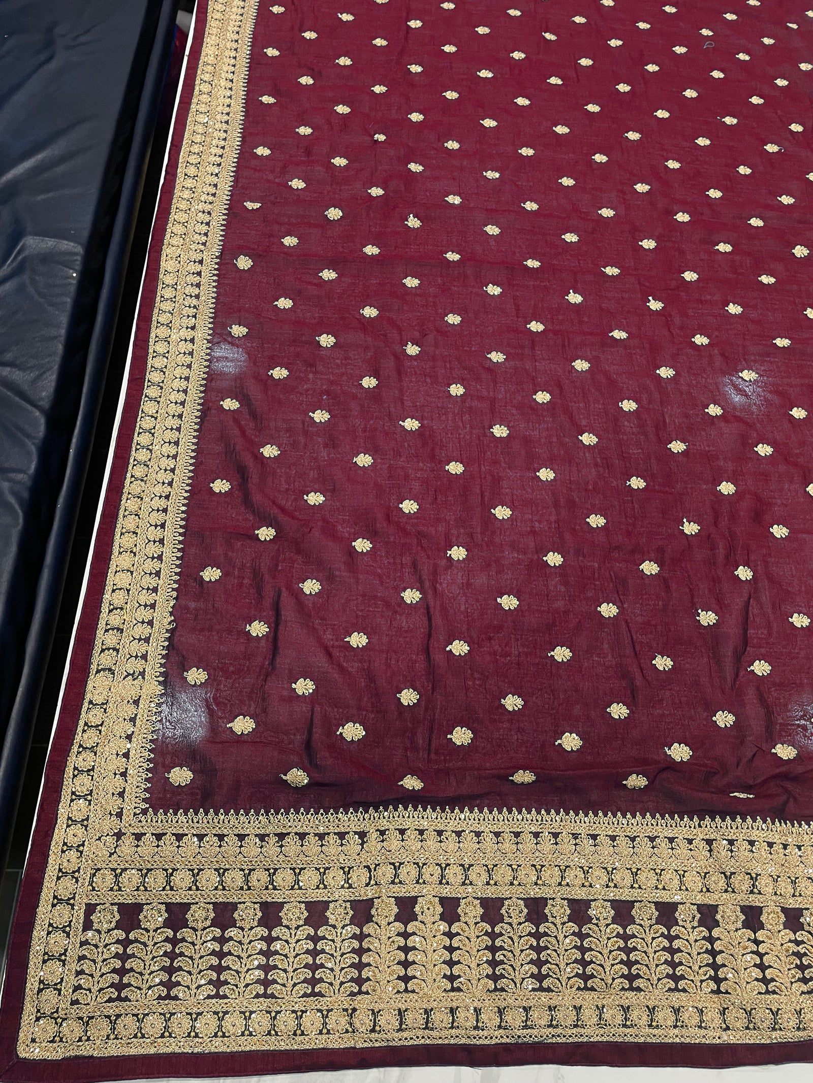 Maroon Saree In Vichitra Silk With Dori And Sequence Work Clothsvilla