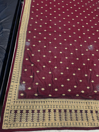 Maroon Saree In Vichitra Silk With Dori And Sequence Work Clothsvilla