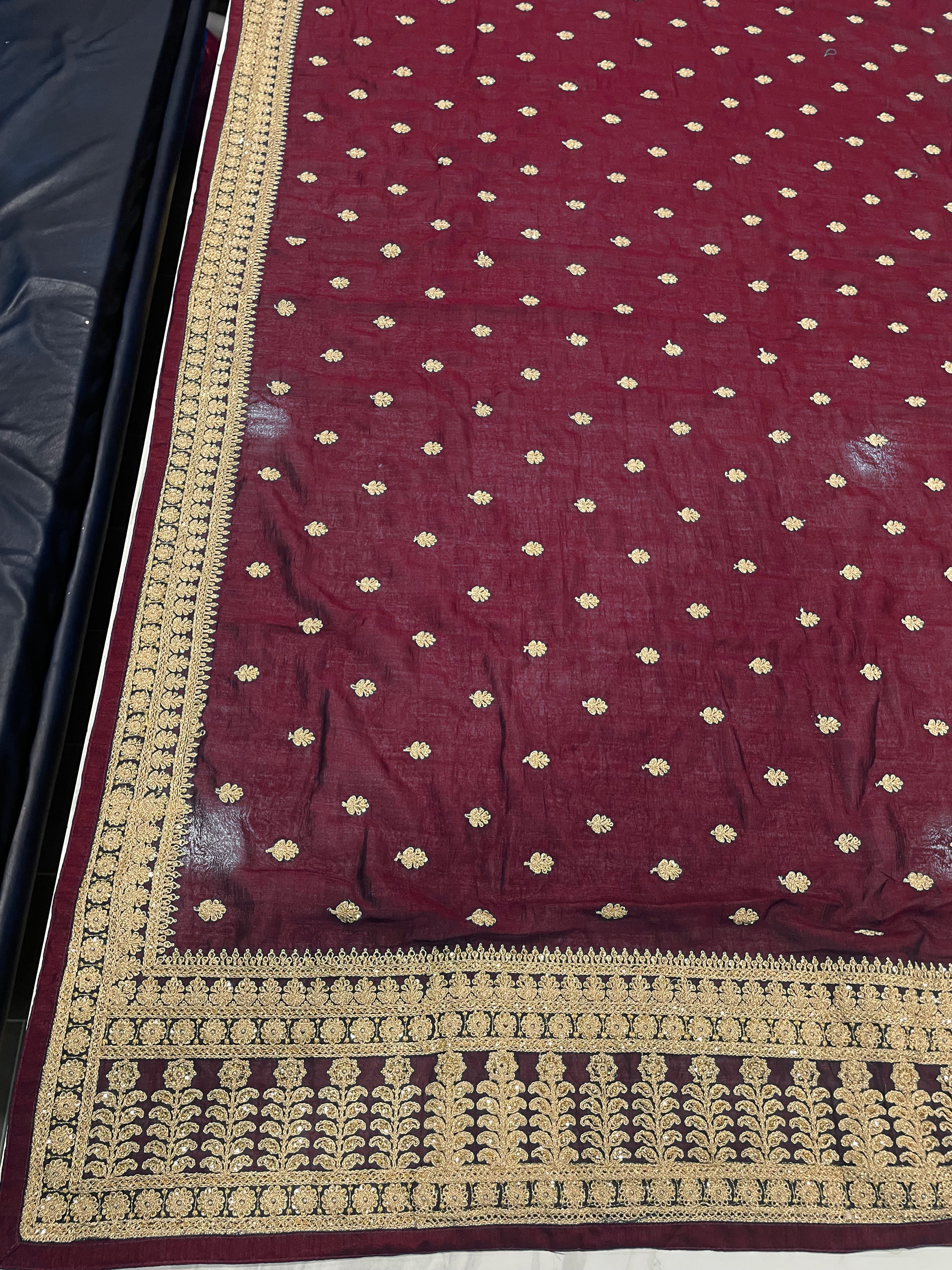 Maroon Saree In Vichitra Silk With Dori And Sequence Work Clothsvilla