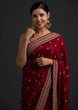 Load image into Gallery viewer, Maroon Saree In Vichitra Silk With Dori And Sequence Work Clothsvilla