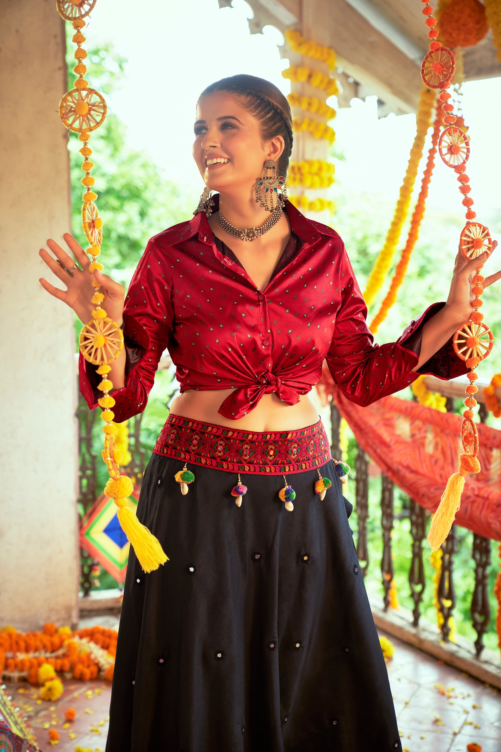 Maroon With Black Color Navratri Special Ready To Wear Croptop Lehenga Clothsvilla