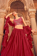 Load image into Gallery viewer, Maroon Ruffle Lehenga Choli with Dupatta Ruffle Art Silk Chinon Designer Traditional Partywear Wedding Festival Bridal Indian - Sequenc Clothsvilla