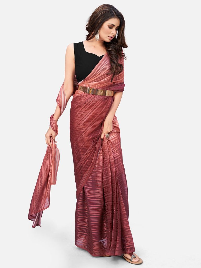 Marvellous Pink Ready to wear Saree With Belt ClothsVilla