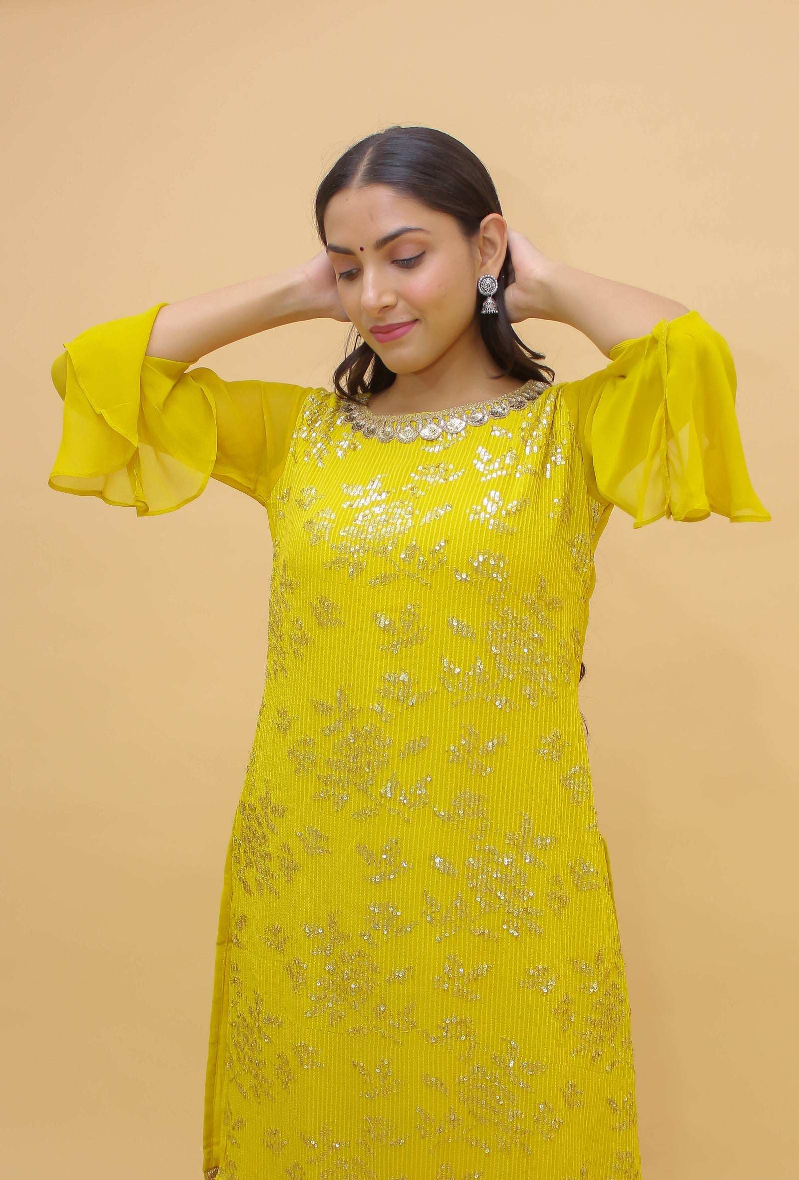 Masturd Pakistani Chinon Plazo Suit For Indian Festival & Weddings - Sequence Embroidery Work, Thread Embroidery Work, Clothsvilla