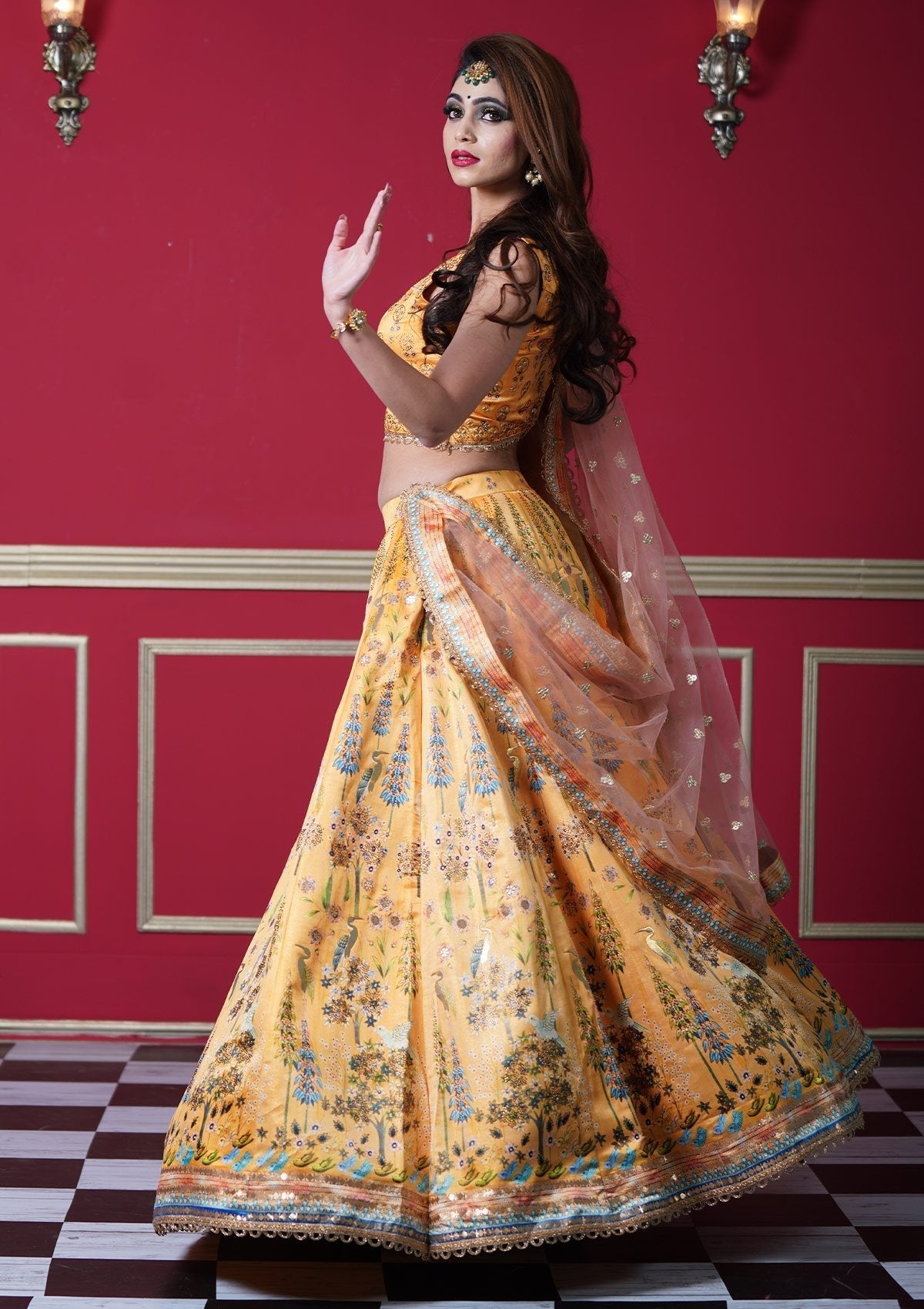 Masturd Pakistani Silk Lehenga Choli For Indian Festival & Weddings - Print Work, Swarovski Work Clothsvilla