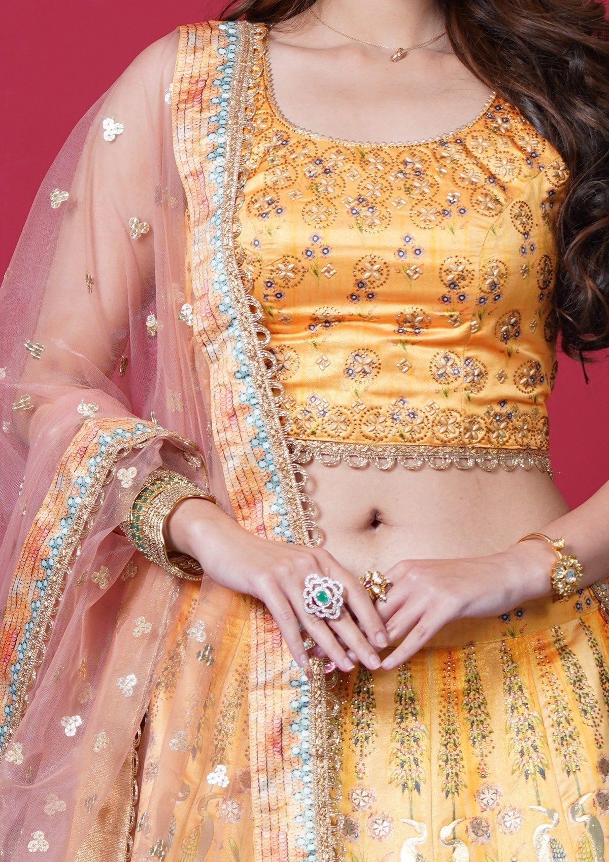 Masturd Pakistani Silk Lehenga Choli For Indian Festival & Weddings - Print Work, Swarovski Work Clothsvilla