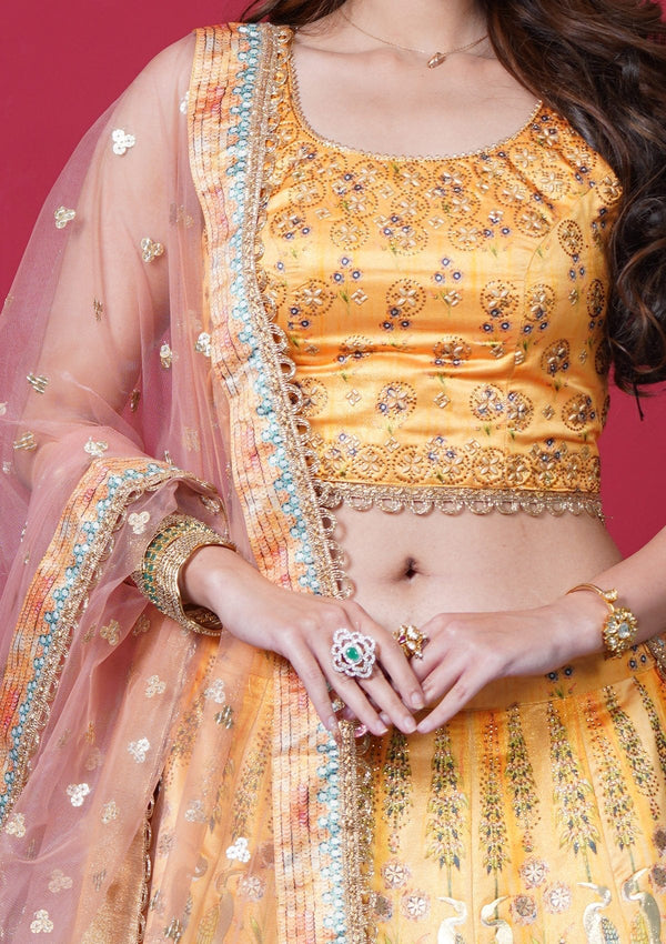 Masturd Pakistani Silk Lehenga Choli For Indian Festival & Weddings - Print Work, Swarovski Work Clothsvilla
