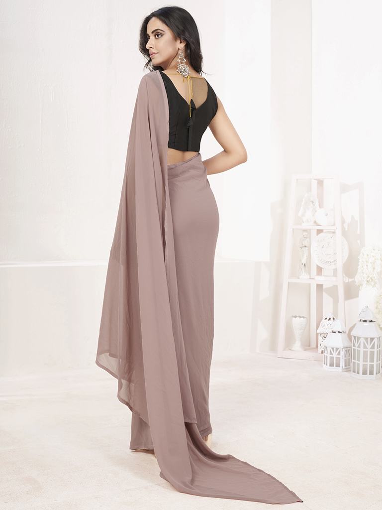 Mauve Ready to Wear One Minute Lycra Saree ClothsVilla
