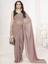 Load image into Gallery viewer, Mauve Ready to Wear One Minute Lycra Saree ClothsVilla