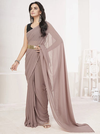 Mauve Ready to Wear One Minute Lycra Saree ClothsVilla