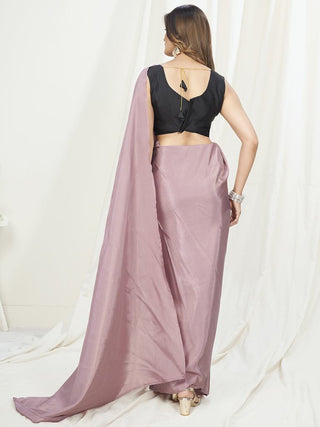 Mauve Ready to Wear One Minute Saree In Satin Silk ClothsVilla