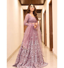 Load image into Gallery viewer, Mauve Lehenga Choli in Georgette With Thread and Mirror Work Clothsvilla