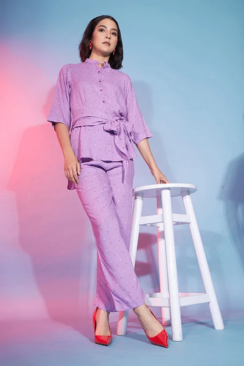 Mauve Viscose Rayon Western Style Co-ords Set Style Collection ClothsVilla.com Main image