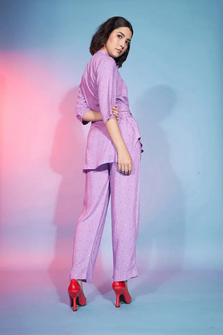 Mauve Viscose Rayon Western Style Co-ords Set Style Collection ClothsVilla.com