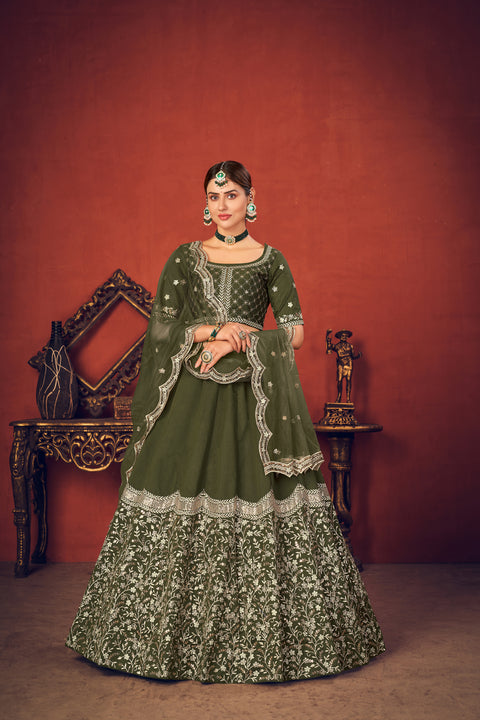 Mehendi Ceremony Lehenga | Reception And Wedding Lahanga For Girls And Women Heavy Embroidered Party Wear Lahanga For Bridesmaids And Bride ClothsVilla Main image