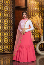 Load image into Gallery viewer, Melon Pink Georgette Lehenga Choli With Net Dupatta ClothsVilla