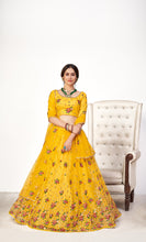 Load image into Gallery viewer, Mesmerizing Yellow Net Embroidered Choli Blouse With Lehenga Ghagra With Dupatta ClothsVilla