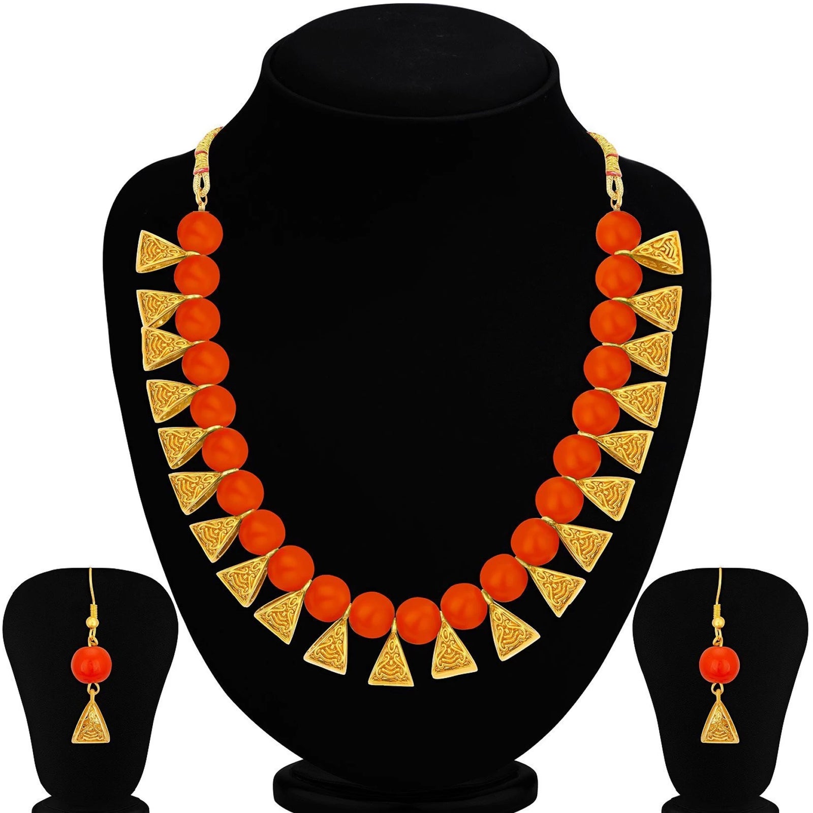 Metal Jewel Set (Orange, Gold) ClothsVilla