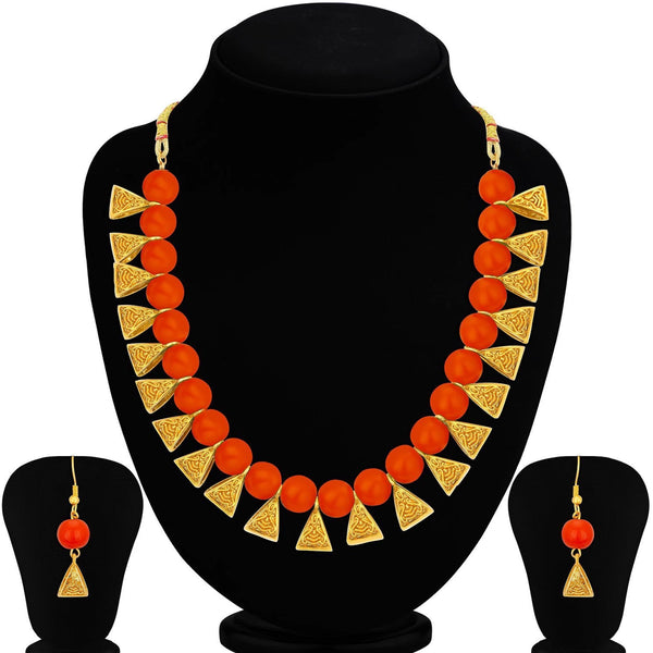 Metal Jewel Set (Orange, Gold) ClothsVilla