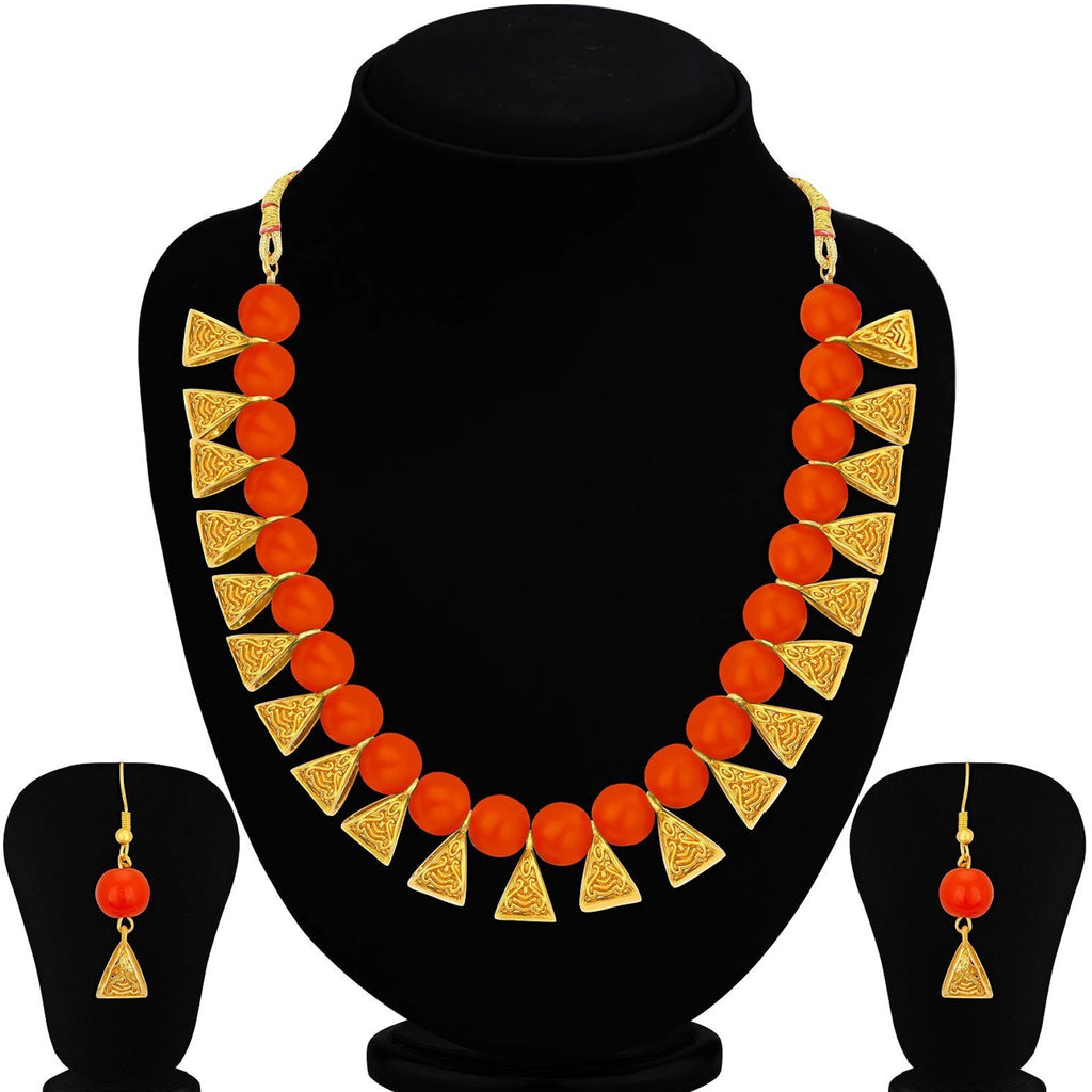 Metal Jewel Set (Orange, Gold) ClothsVilla