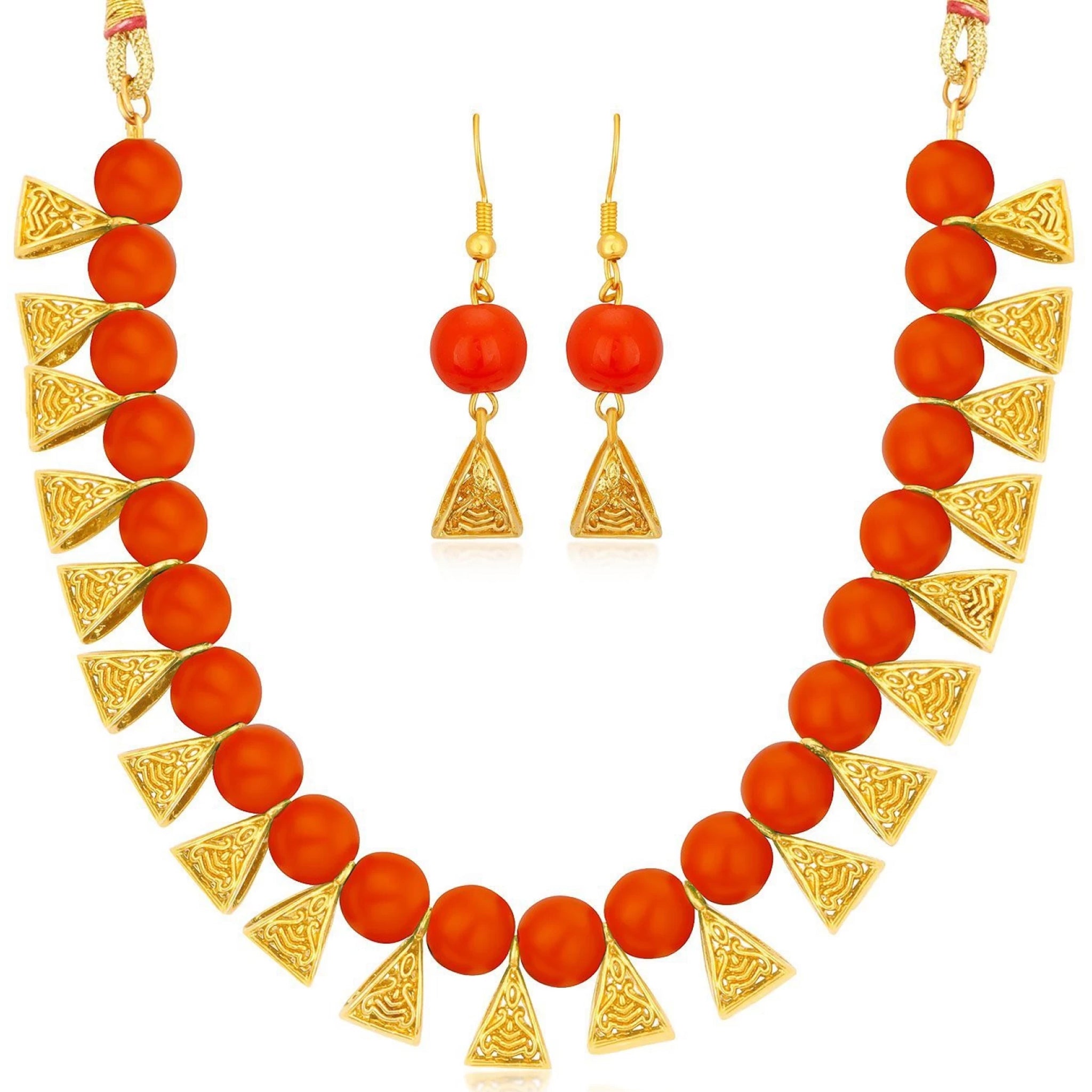 Metal Jewel Set (Orange, Gold) ClothsVilla