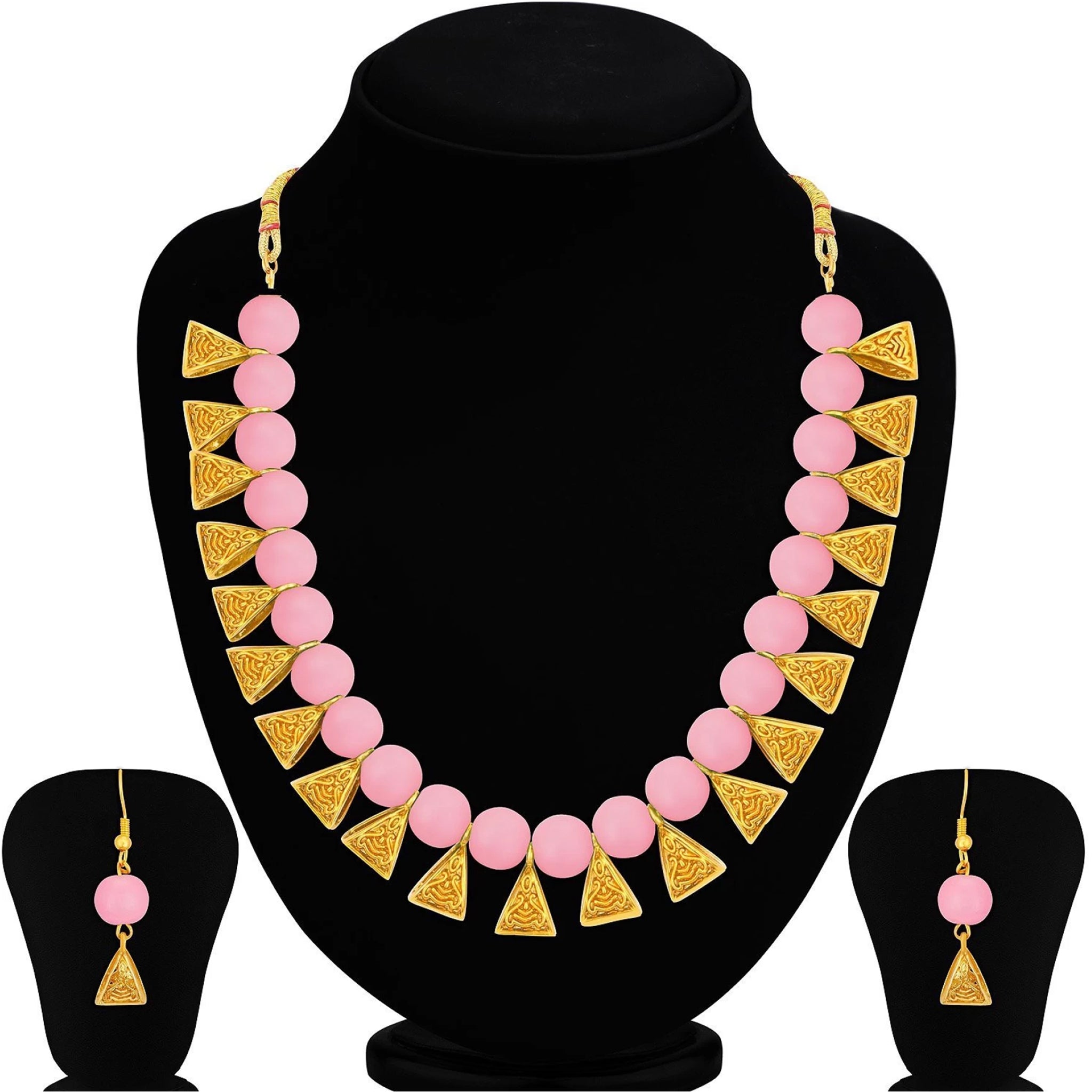 Metal Jewel Set (Pink, Gold) ClothsVilla Main image
