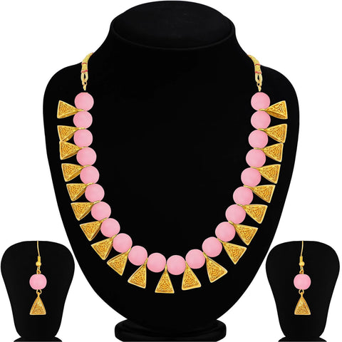 Metal Jewel Set (Pink, Gold) ClothsVilla Main image