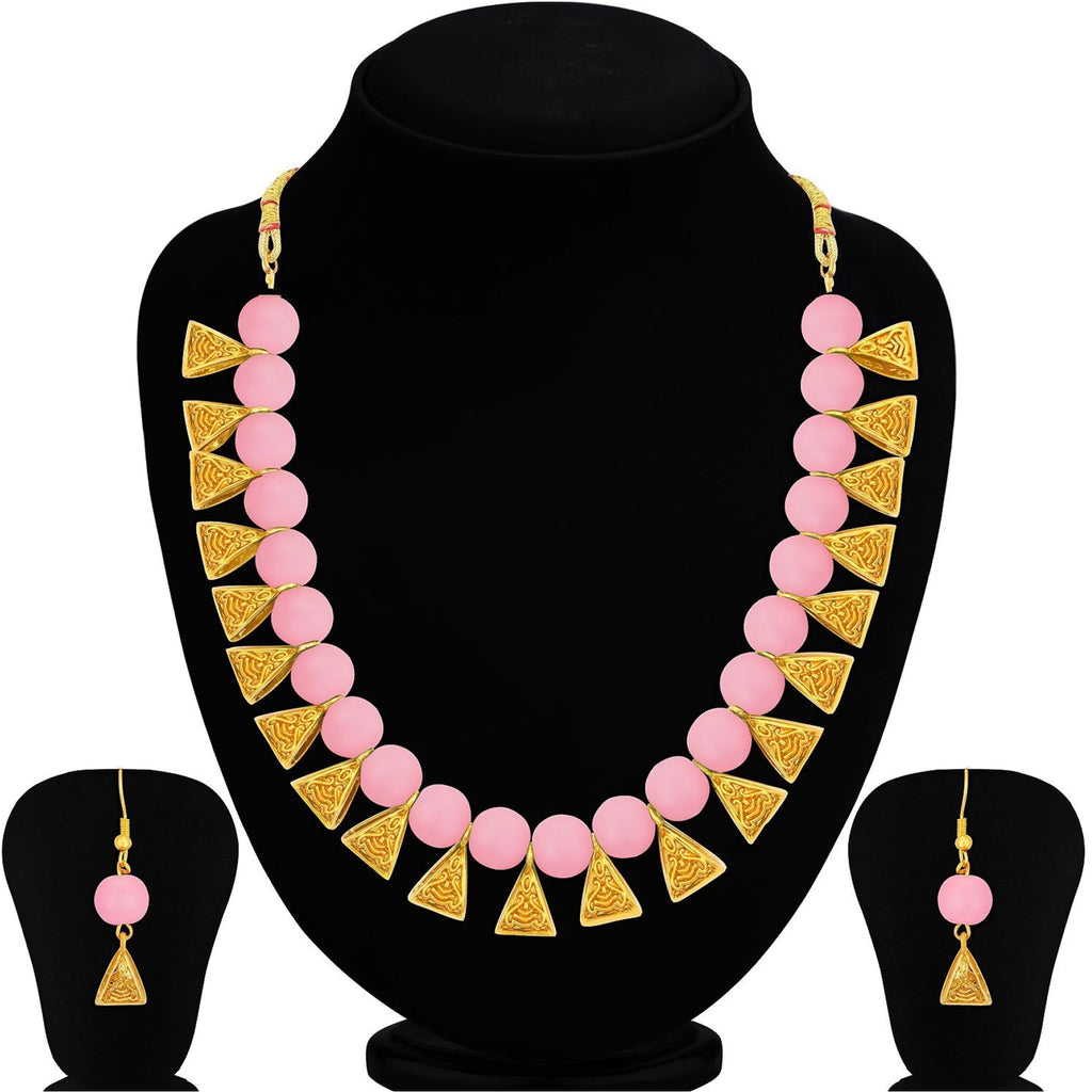 Metal Jewel Set (Pink, Gold) ClothsVilla