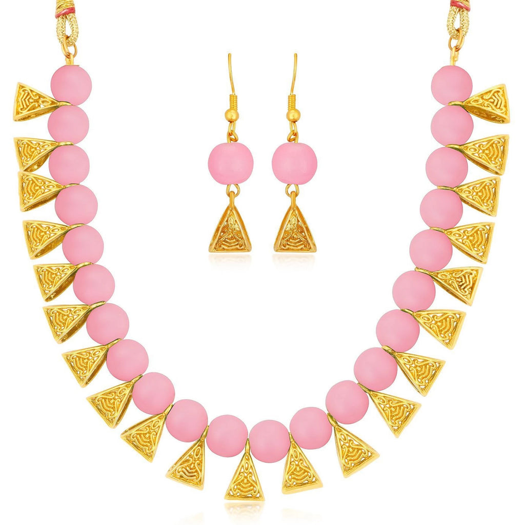 Metal Jewel Set (Pink, Gold) ClothsVilla