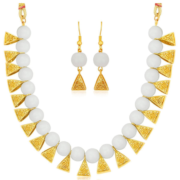 Metal Jewel Set (White, Gold) ClothsVilla