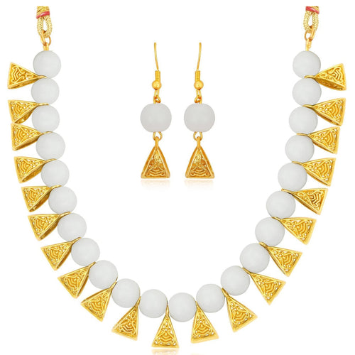 Metal Jewel Set (White, Gold) ClothsVilla