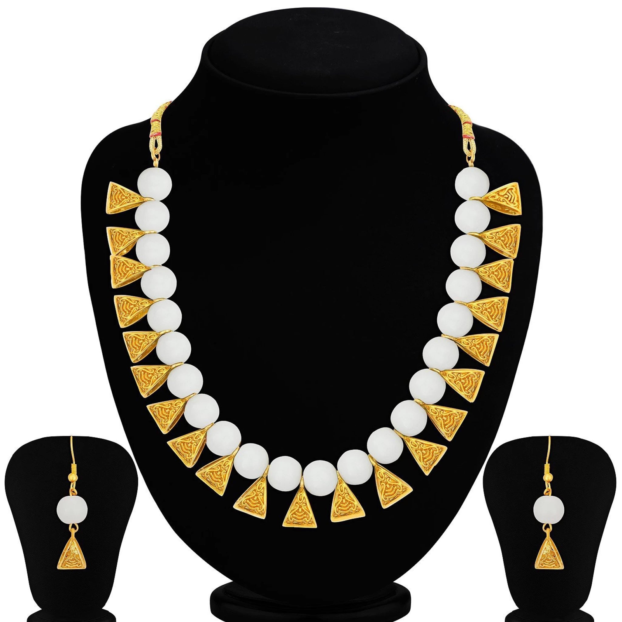 Metal Jewel Set (White, Gold) ClothsVilla