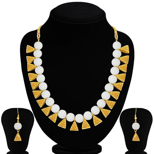 Metal Jewel Set (White, Gold) ClothsVilla