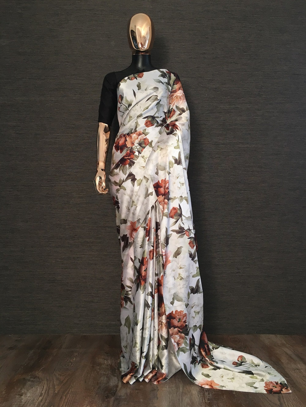 Multi Color Floral Digital Printed Japan Satin Silk Saree Clothsvilla