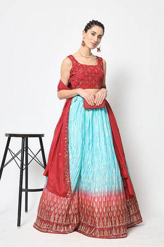 Multi Color Foil Printed Designer Lehenga Choli Collection ClothsVilla.com