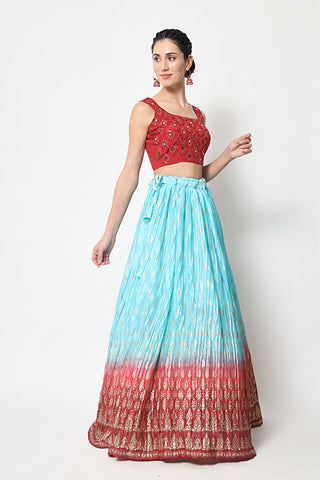 Multi Color Foil Printed Designer Lehenga Choli Collection ClothsVilla.com
