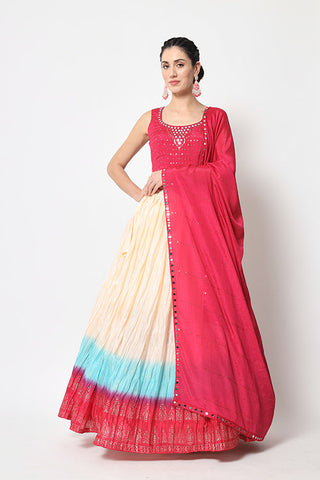 Multi Color Foil Printed Lehenga Choli with Dupatta Collection ClothsVilla.com